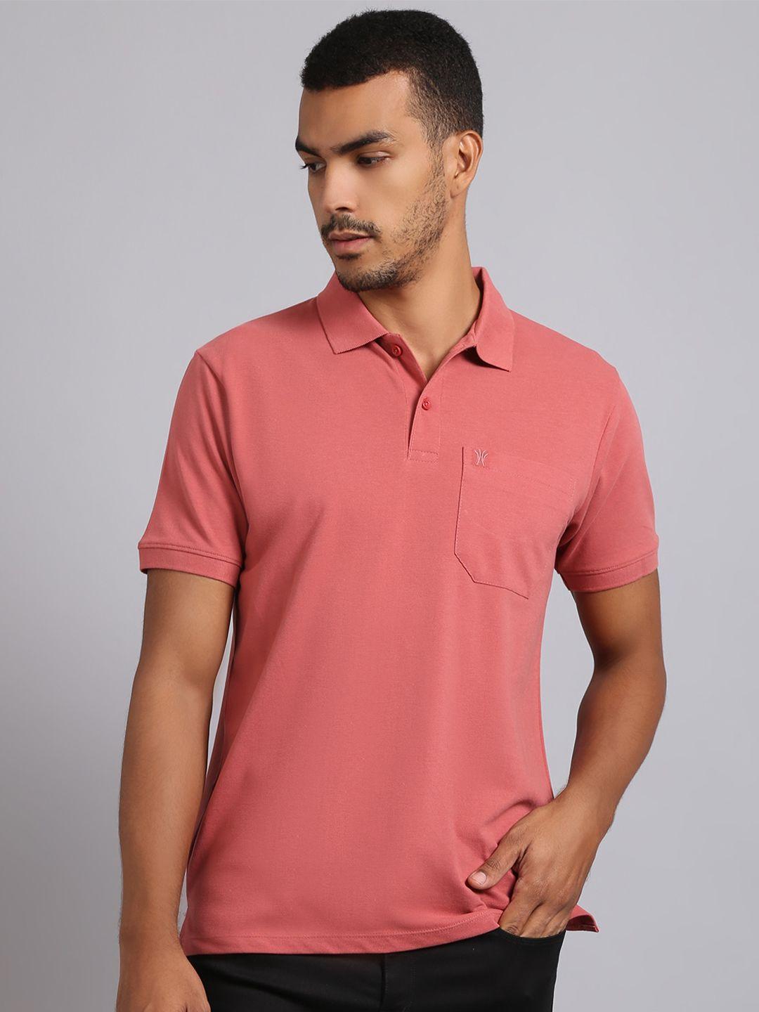 venitian men coral solid polo collar t-shirt