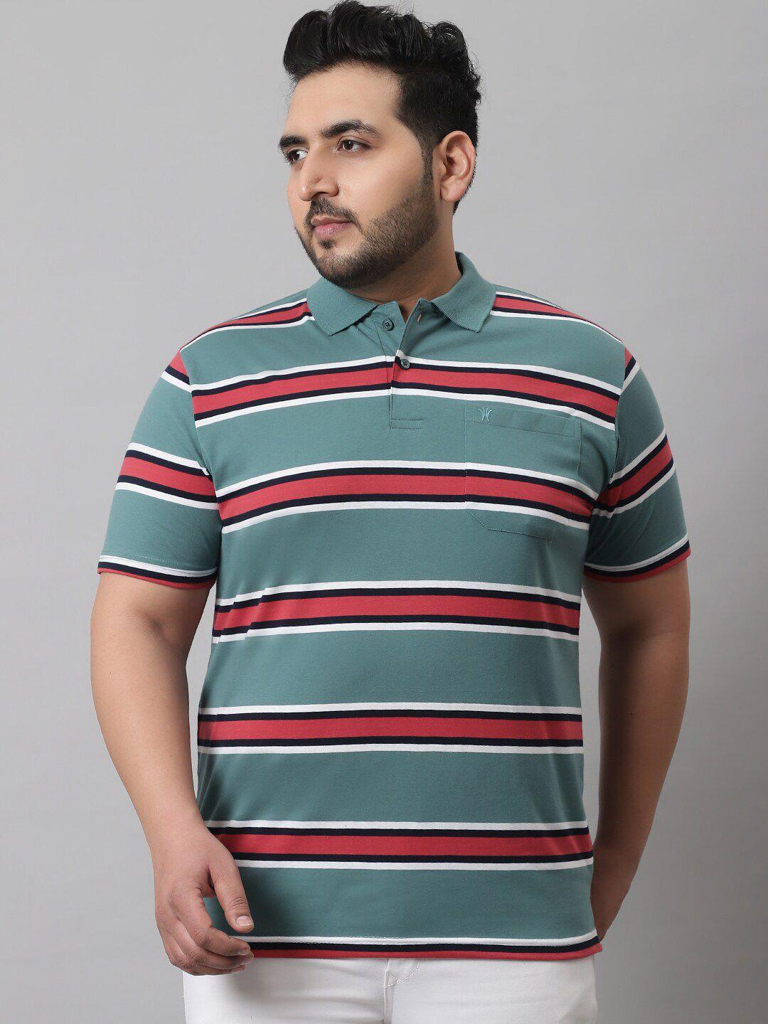 venitian men plus size striped polo collar cotton t-shirt