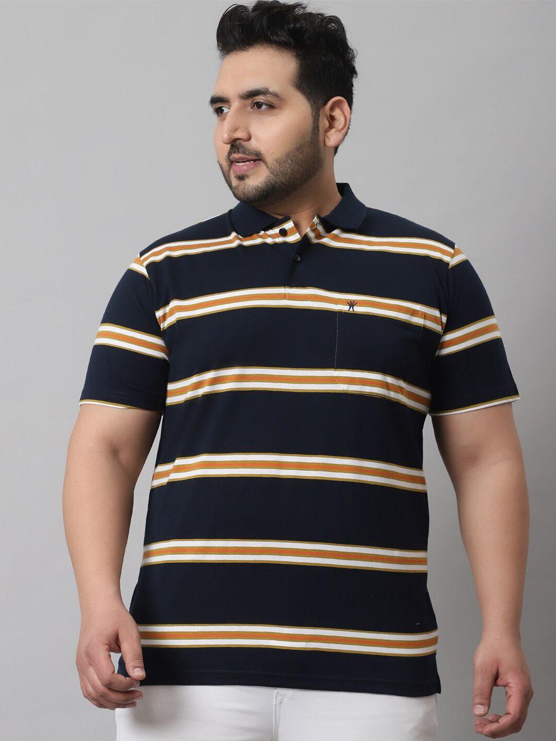 venitian men plus size striped polo collar cotton t-shirt