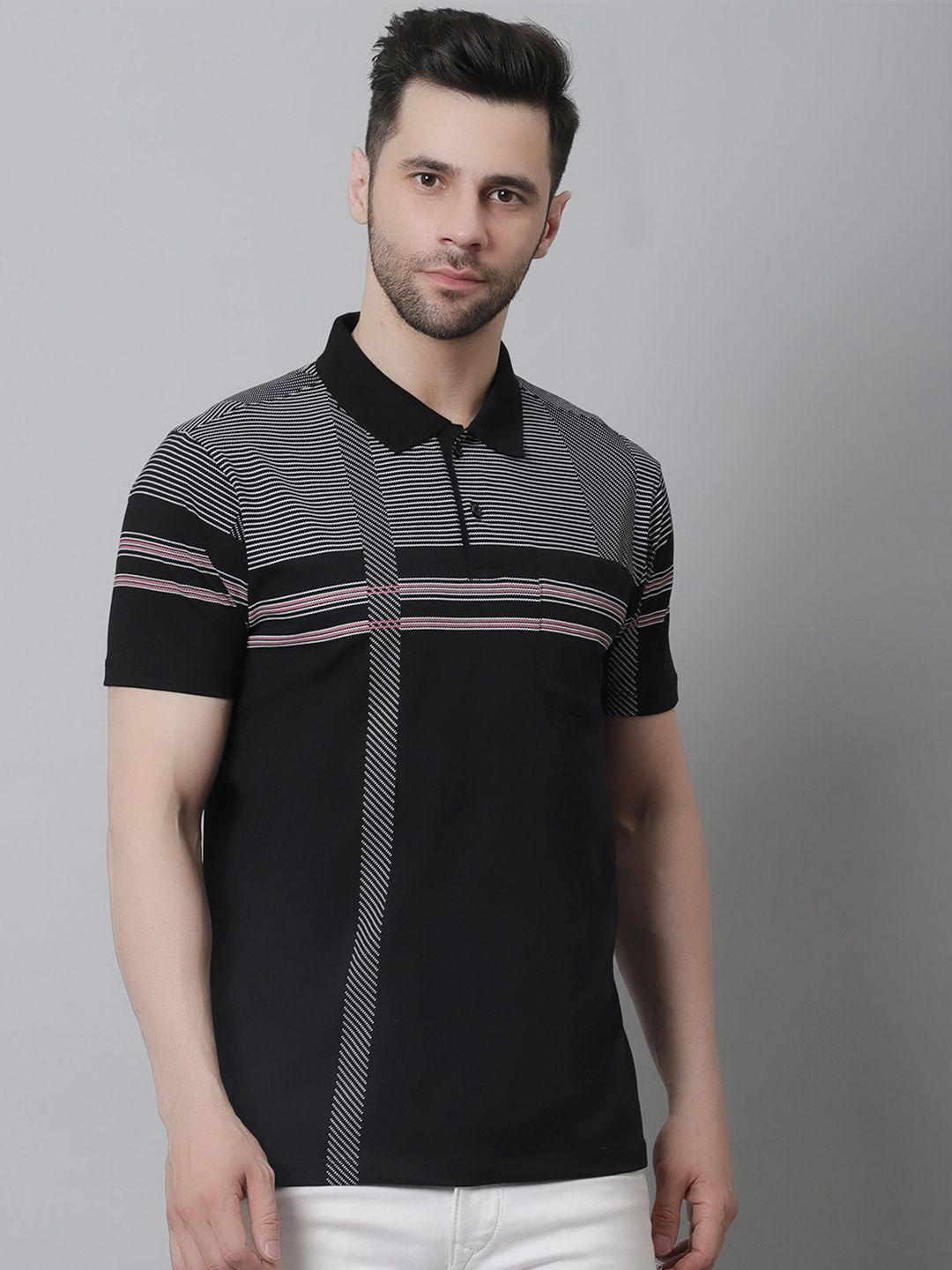 venitian striped polo collar slim fit cotton t-shirt