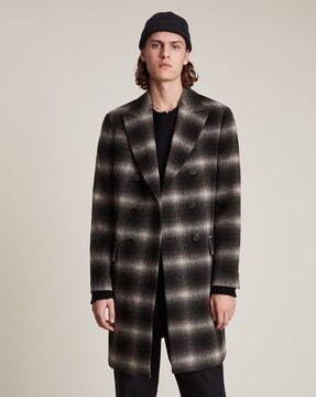 ventry wool blend regular fit checkered coat with lapel collar