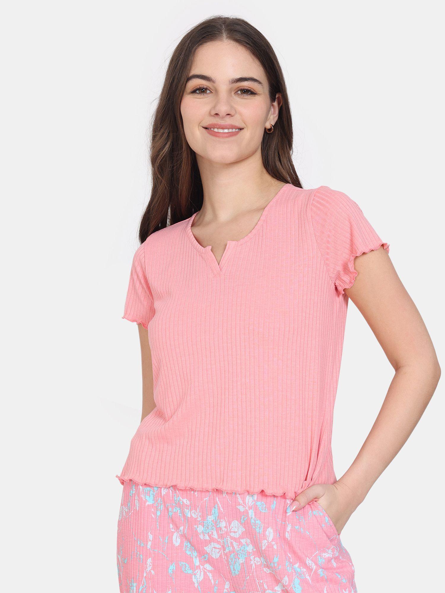 venus dreams knit poly lounge top - murex shell pink