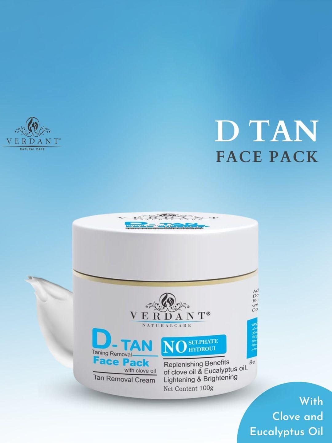 verdant natural care de-tan lightening & brightening tan removal face pack 100ml