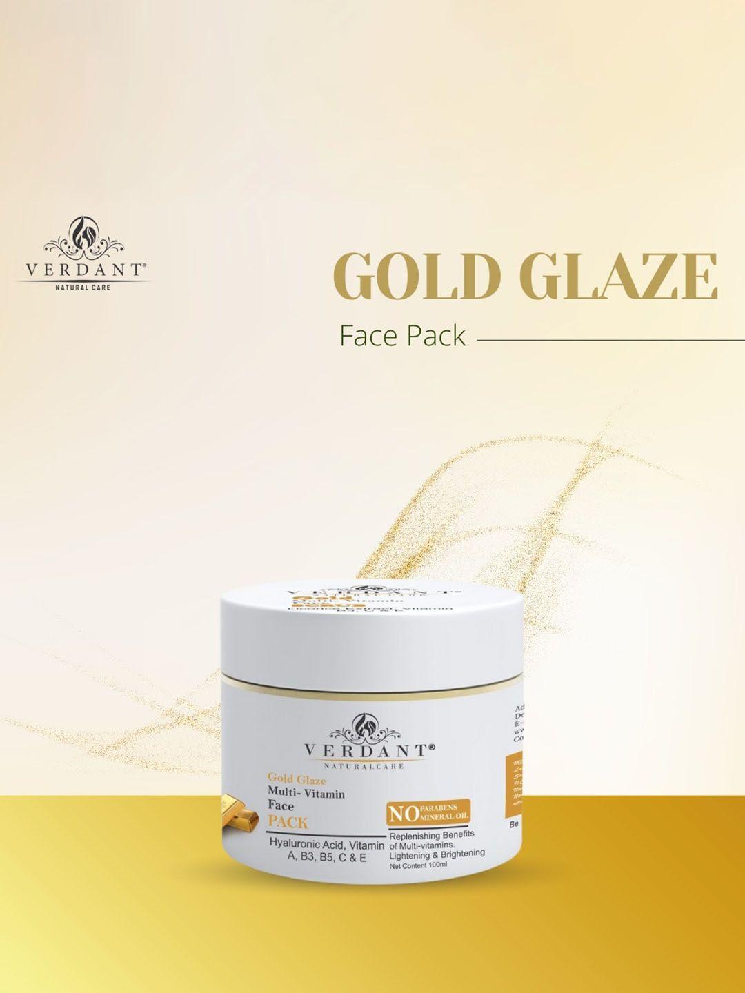 verdant natural care gold glaze multi-vitamin face pack with hyaluronic acid - 100 ml
