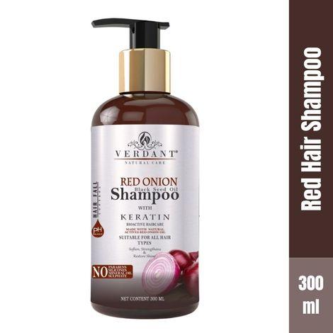 verdant natural care red onion hair shampoo with black seed oil & keratin (300ml)