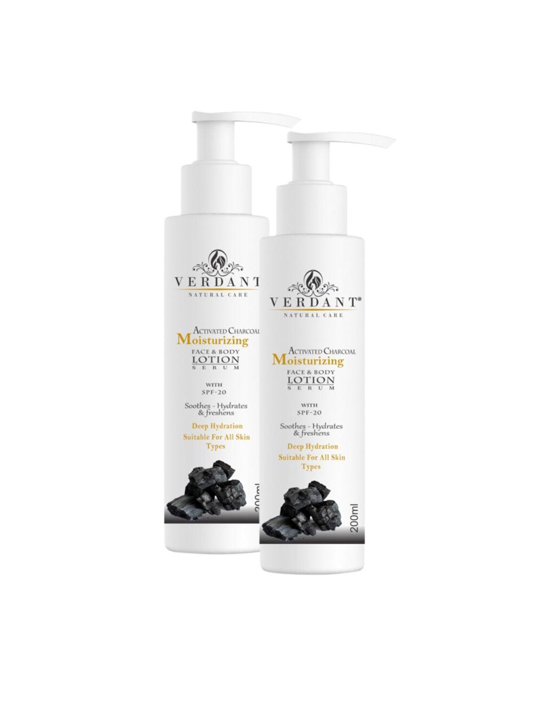 verdant natural care set of 2 activated charcoal body lotion with spf 20 - 200ml each