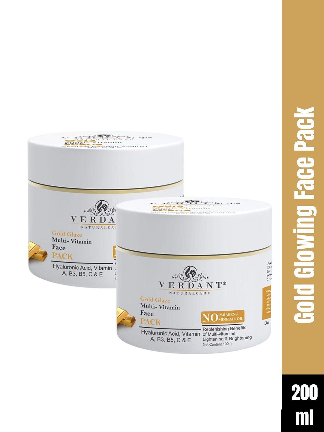 verdant natural care set of 2 gold glaze multi-vitamin face pack - 100 ml each