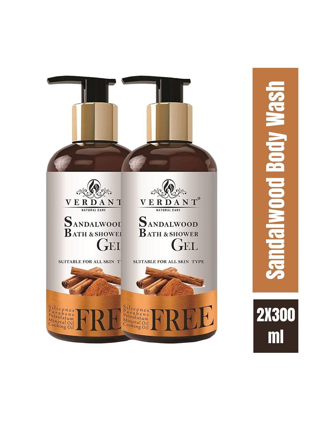 verdant natural care set of 2 sandalwood body wash shower gel - 300ml
