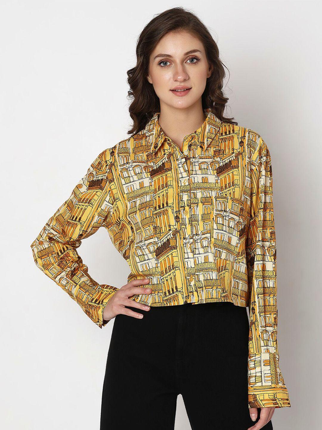 vero moda abstract printed cotton casual shirt