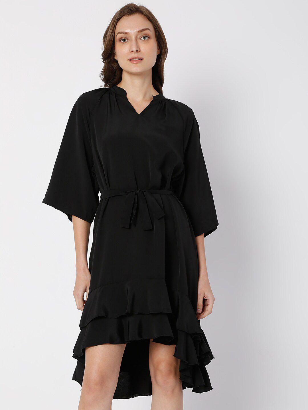 vero moda black a-line midi dress