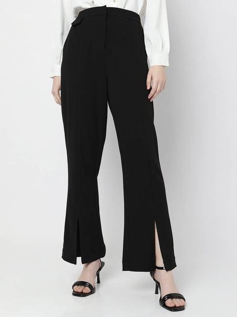 vero moda black flared fit trousers