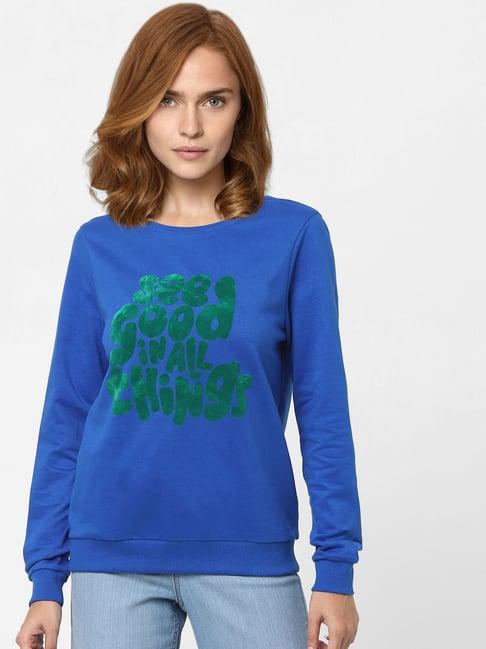 vero moda blue graphic print sweatshirt