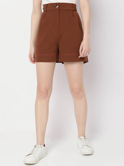vero moda brown regular fit shorts