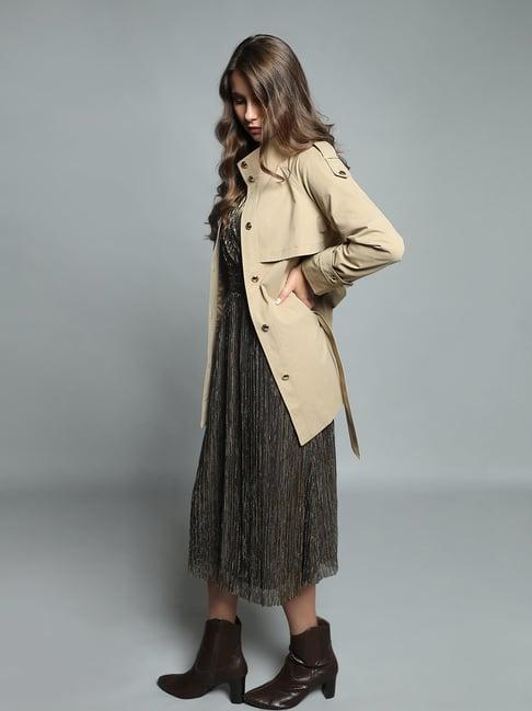 vero moda brown regular fit trench coat