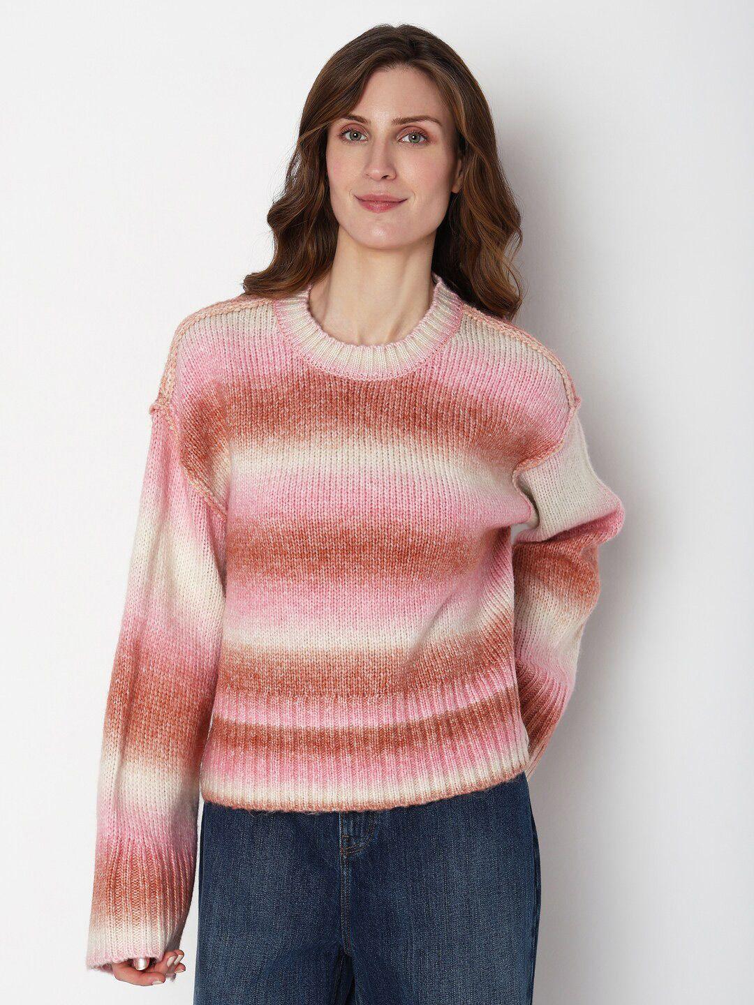 vero moda colourblocked acrylic pullover sweaters