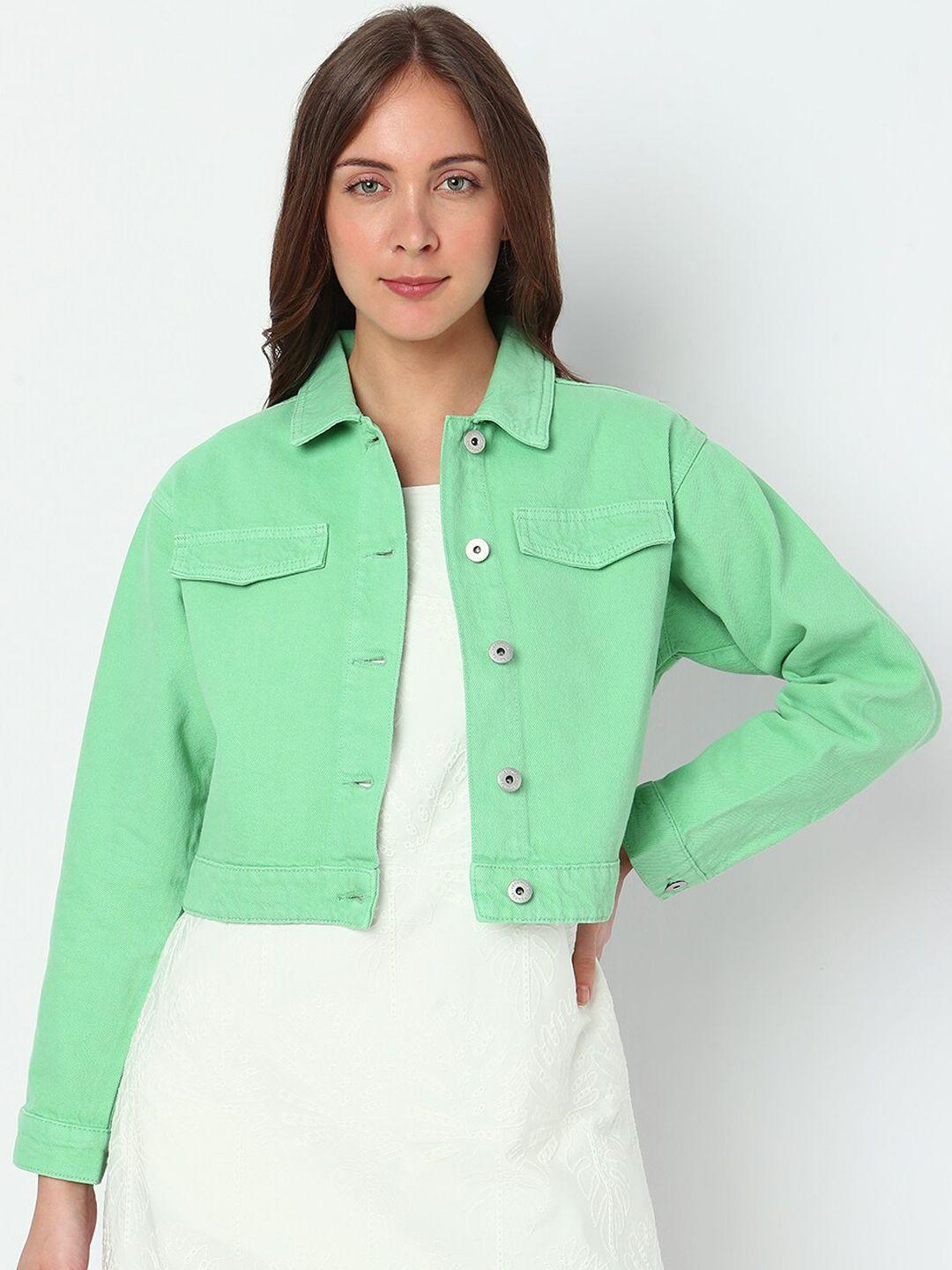 vero moda cotton crop denim jacket