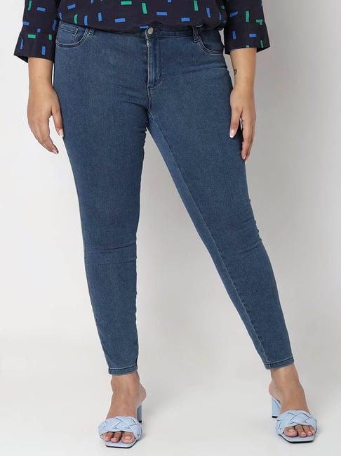 vero moda curve blue skinny fit high rise jeans