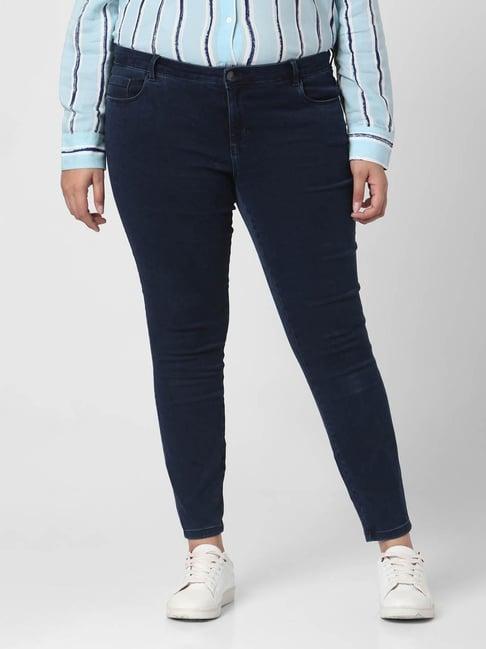 vero moda curve dark blue skinny fit jeans