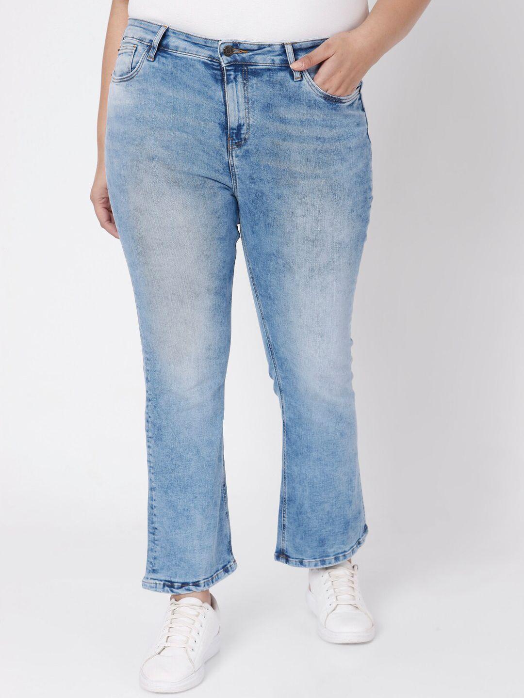 vero moda curve women blue bootcut heavy fade jeans