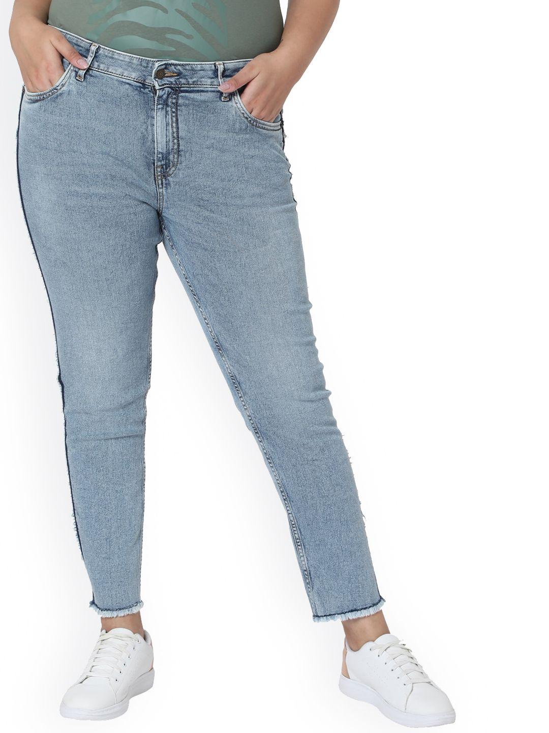 vero moda curve women blue skinny fit light fade jeans