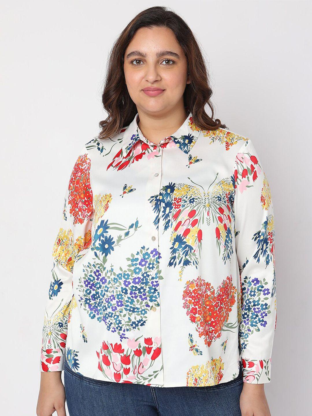 vero moda curve women slim fit floral printed casual shirt