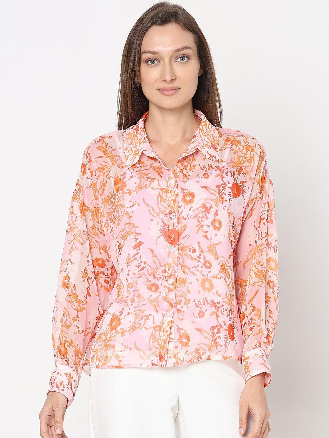 vero moda floral printed opaque printed casual shirt