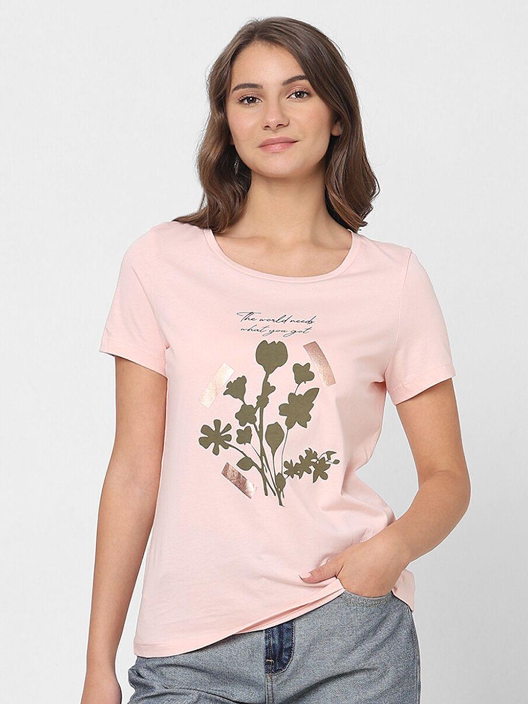 vero moda floral printed pure cotton t-shirt