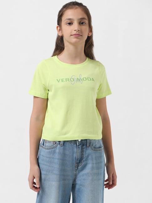 vero moda girl green printed t-shirt