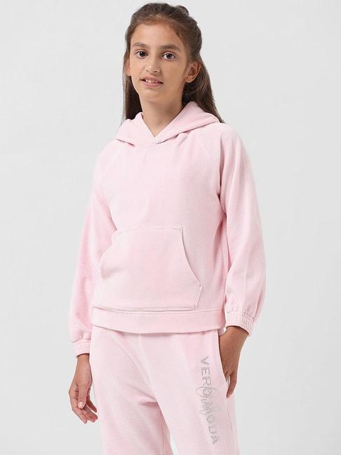 vero moda girl pink solid full sleeves sweatshirt