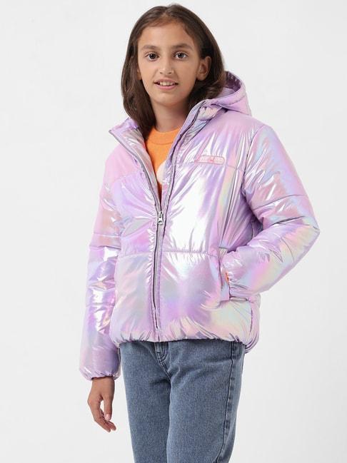 vero moda girl purple solid full sleeves puffer jacket