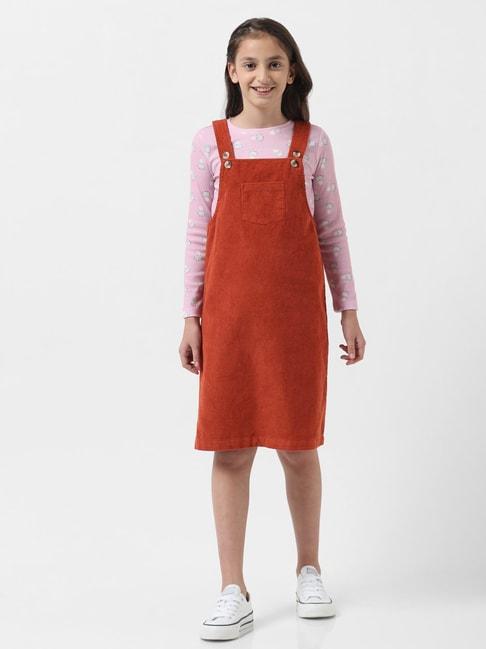 vero moda girl red solid dress