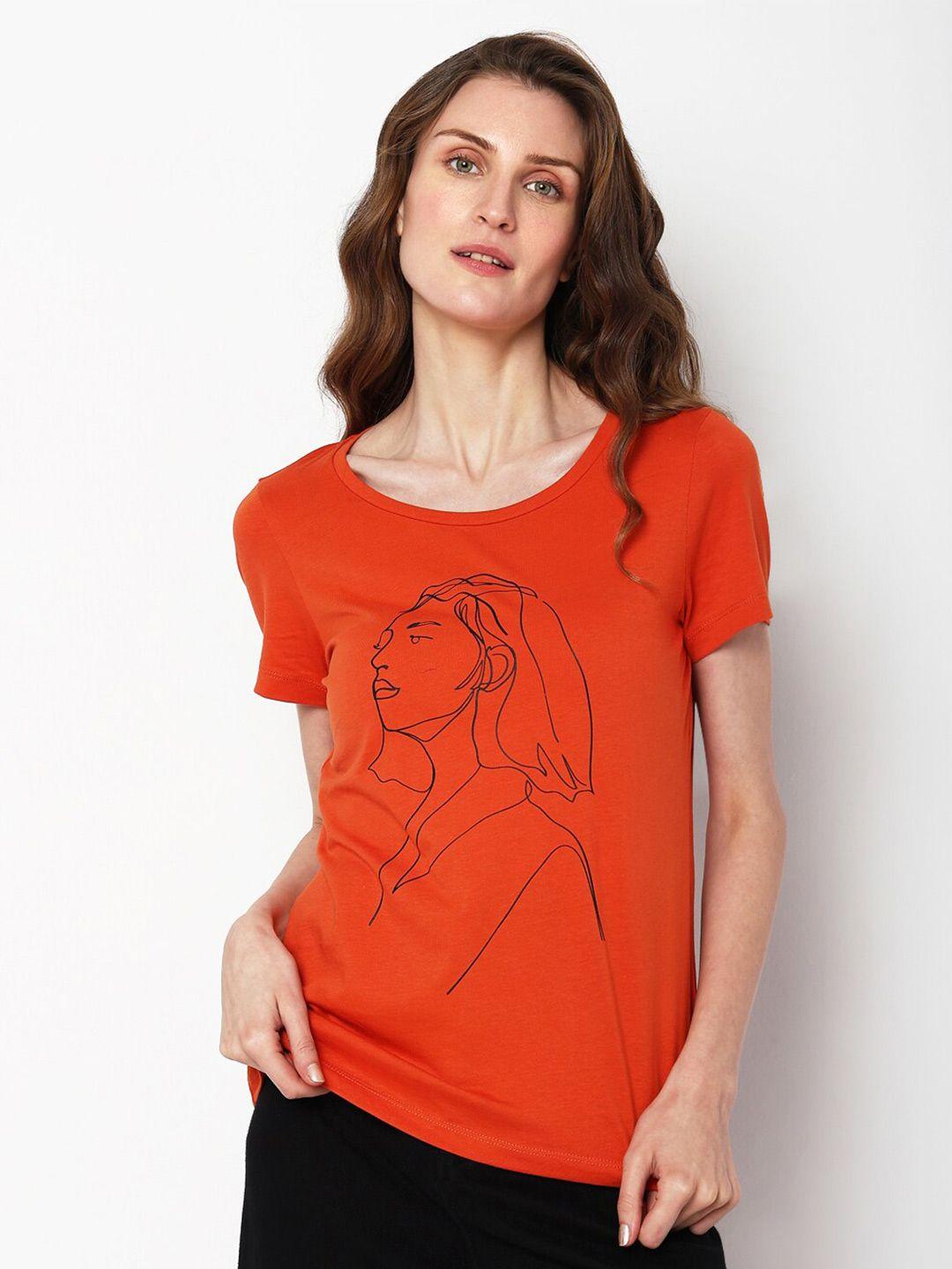 vero moda graphic printed cotton t-shirt