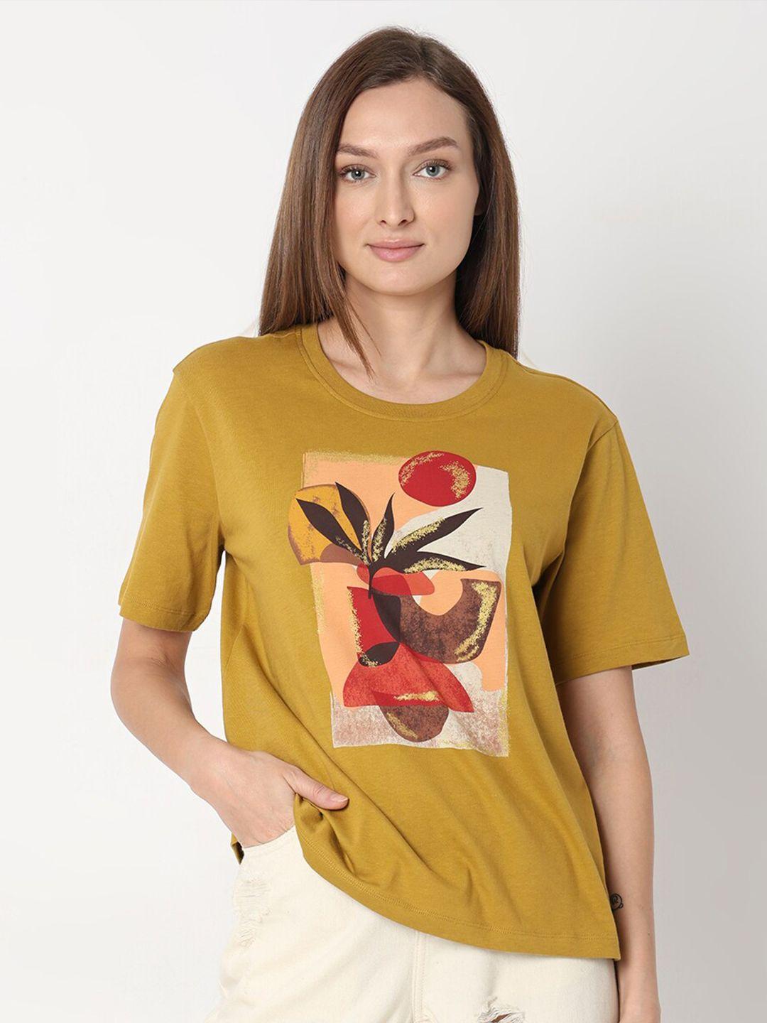 vero moda graphic printed cotton t-shirt