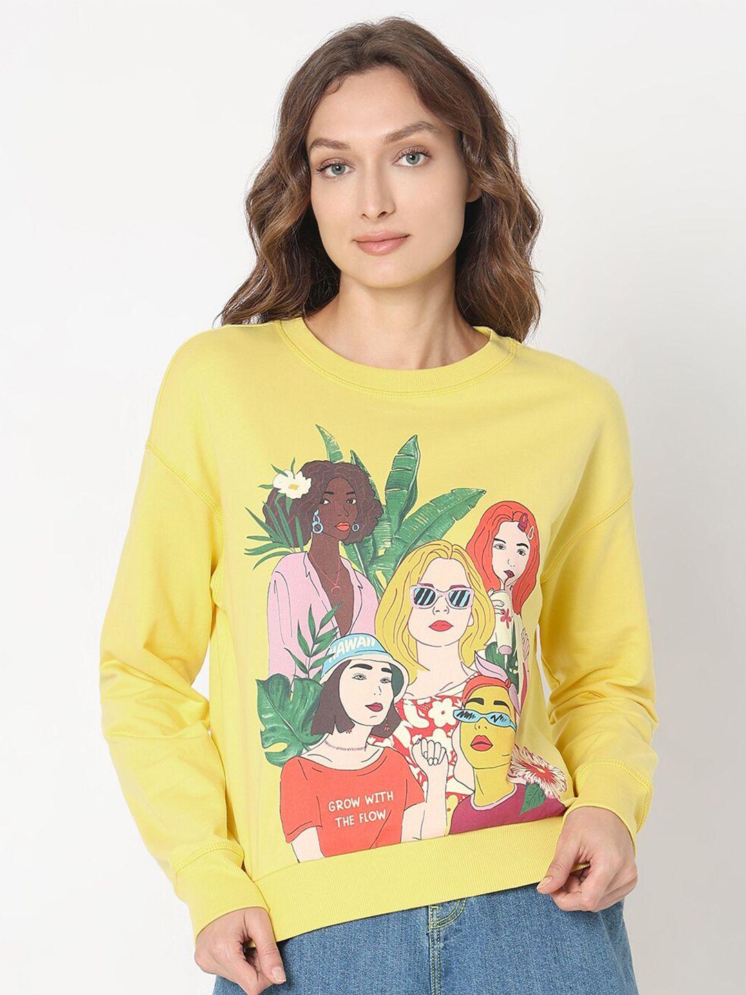 vero moda graphic printed pure cotton pullover sweatshirt