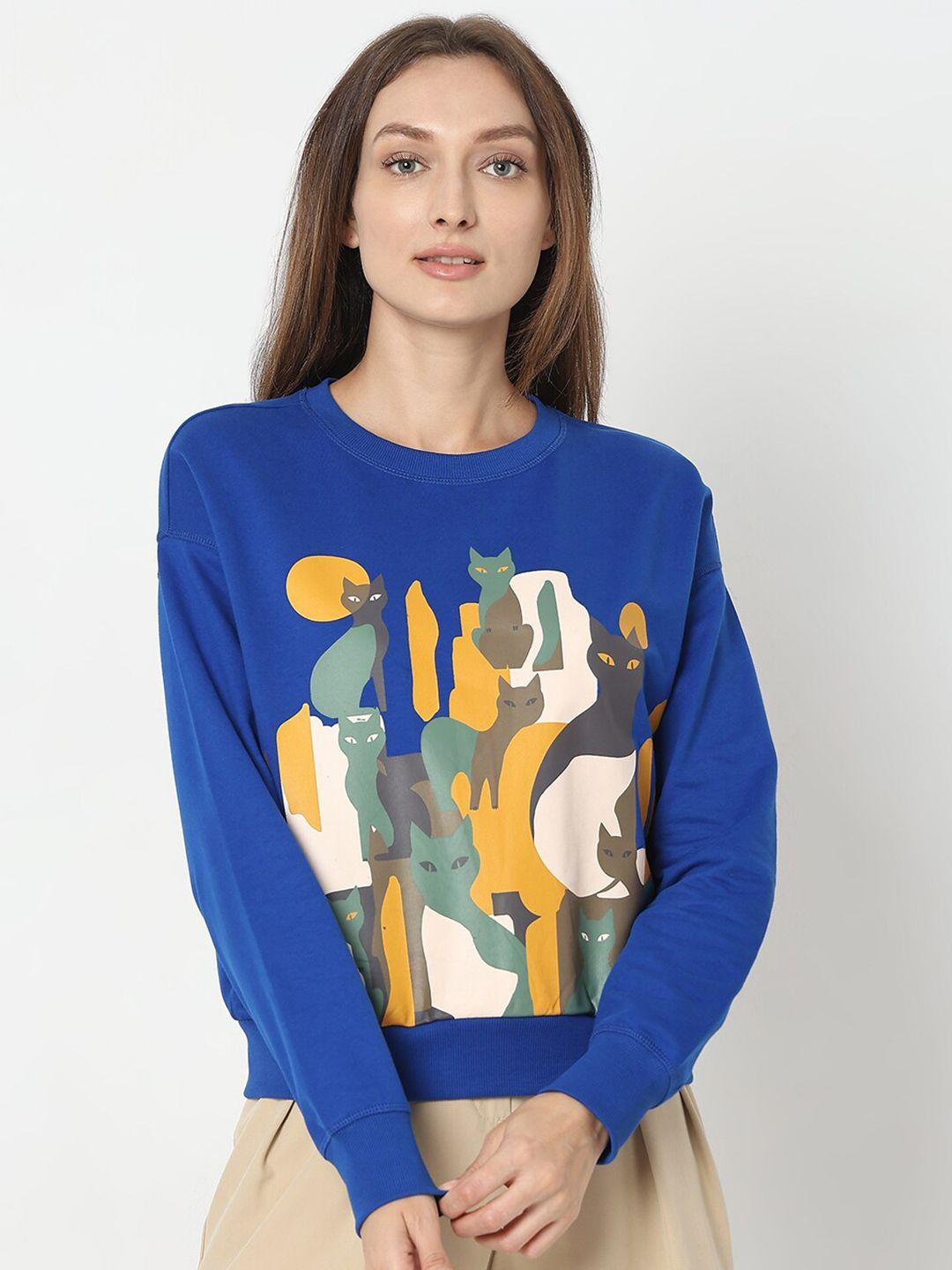 vero moda graphic printed pure cotton pullover sweatshirt