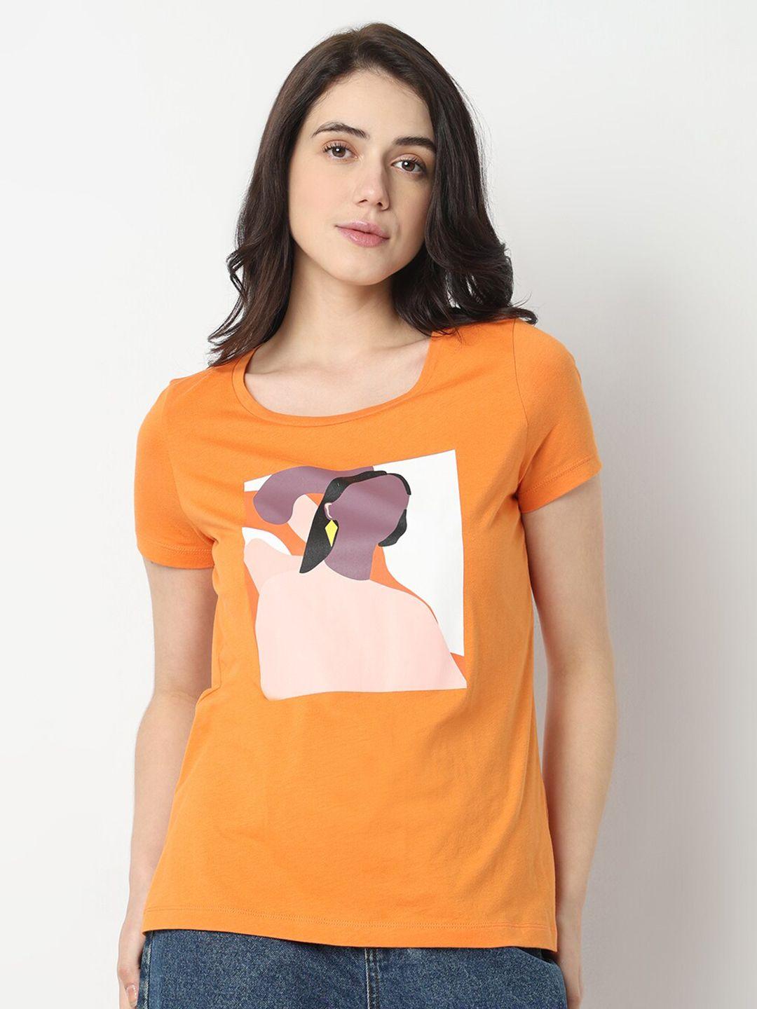 vero moda graphic printed pure cotton t-shirt