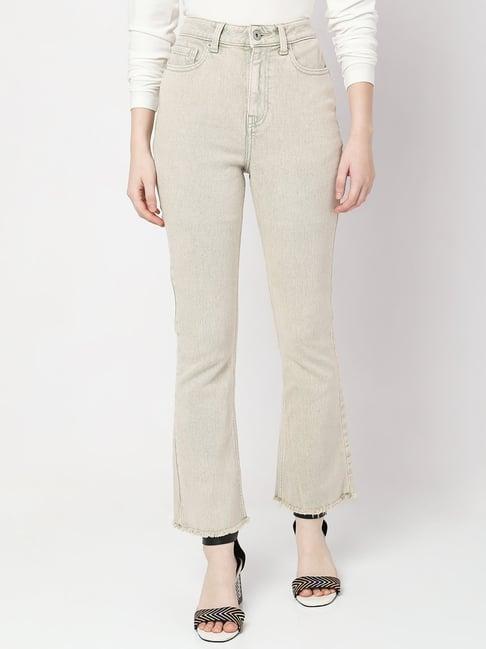 vero moda green cotton high rise jeans