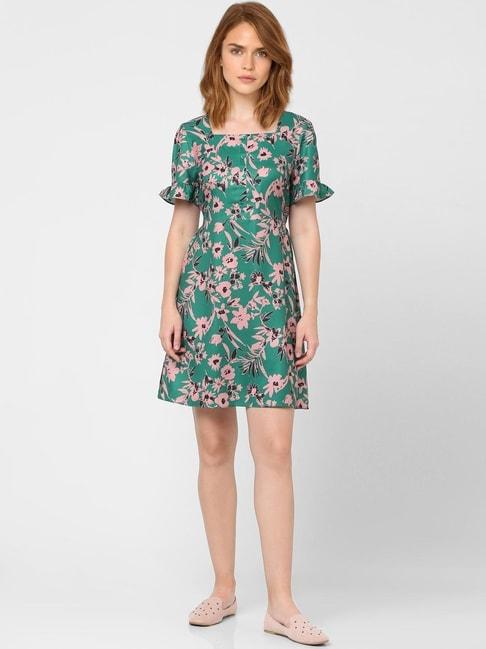 vero moda green floral print dress