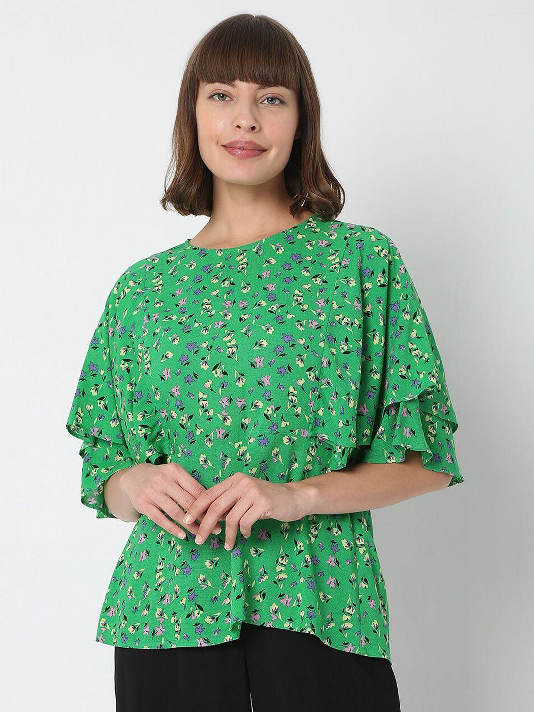 vero moda green floral printed top