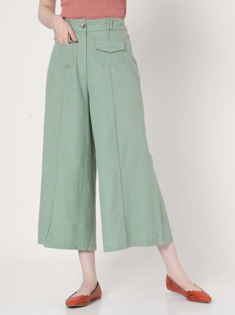 vero moda green high rise culottes