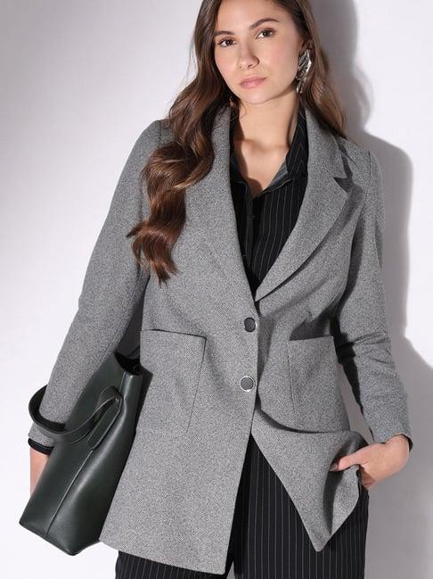 vero moda grey textured coat