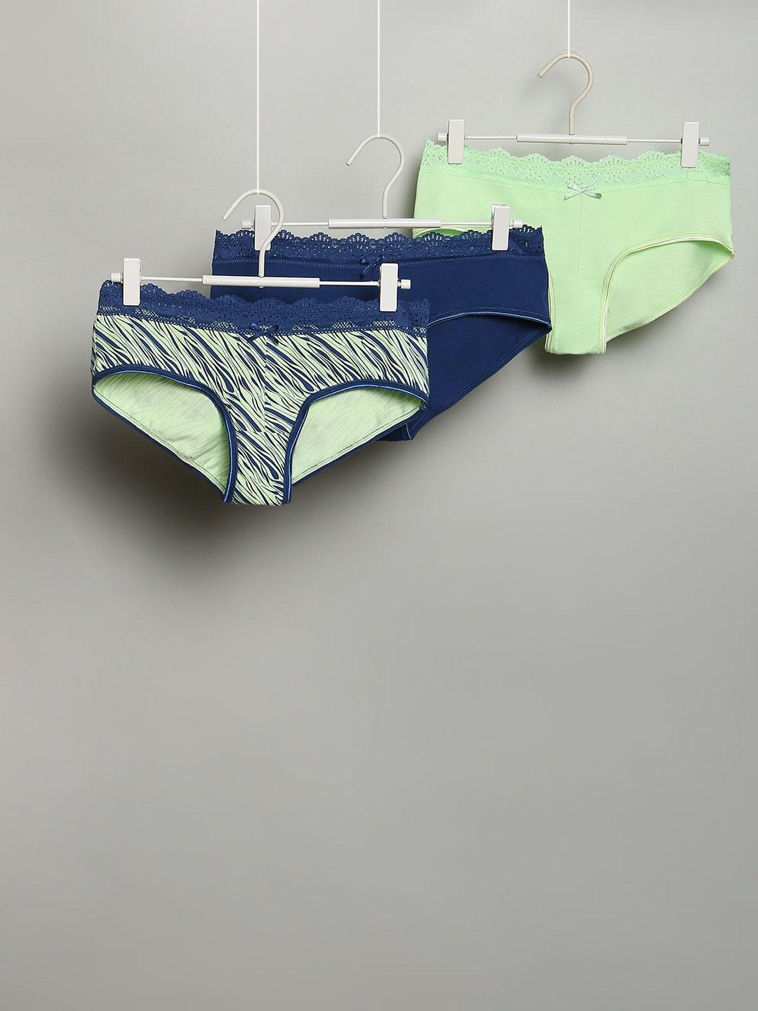 vero moda intimates women pack of 3 printed anti-bacterial hipster briefs