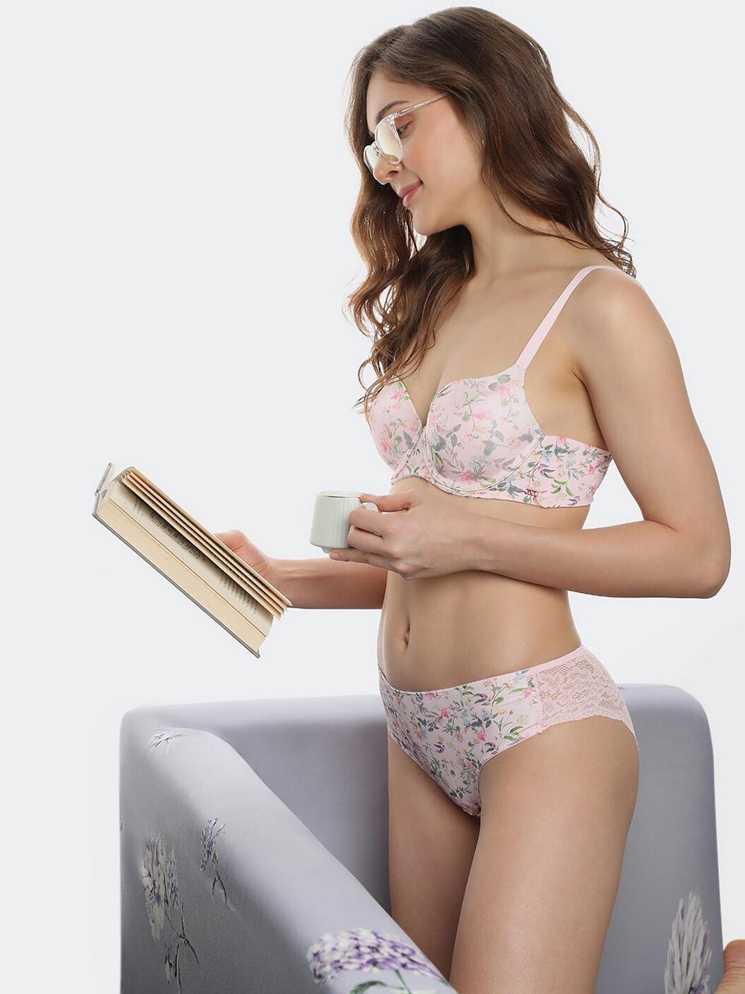 vero moda intimates women pink floral printed basic briefs