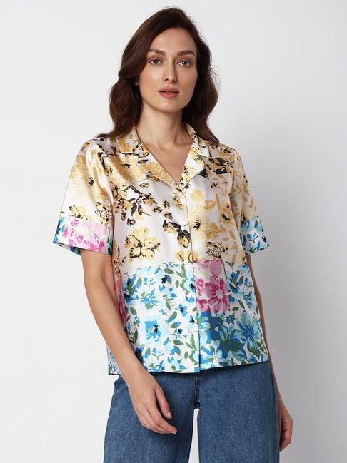vero moda multicolor floral print shirt