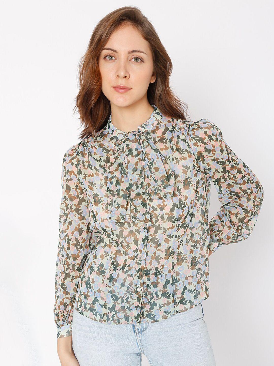vero moda multicoloured floral print shirt style top