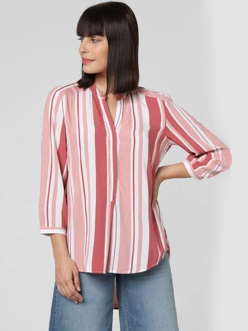 vero moda pink striped tunic top