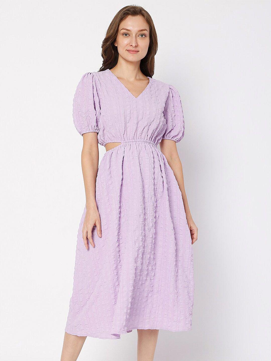 vero moda purple self design midi dress