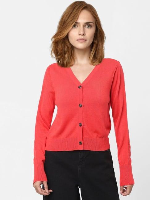 vero moda red regular fit cardigan