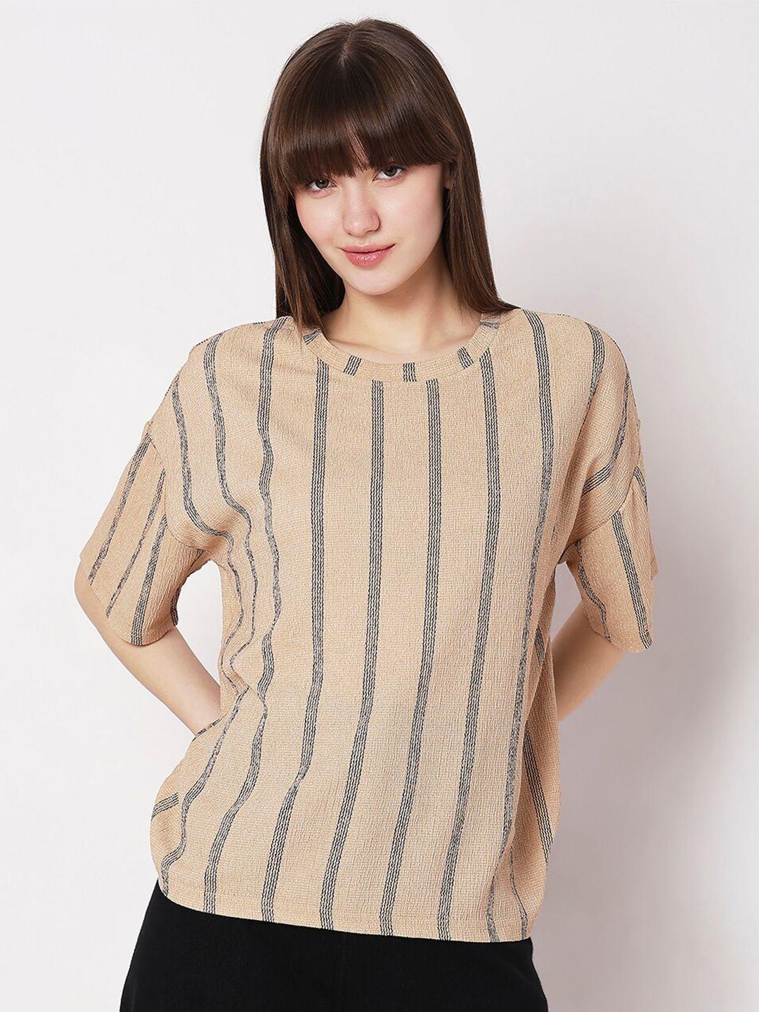 vero moda striped drop shoulder sleeves oversized t-shirt