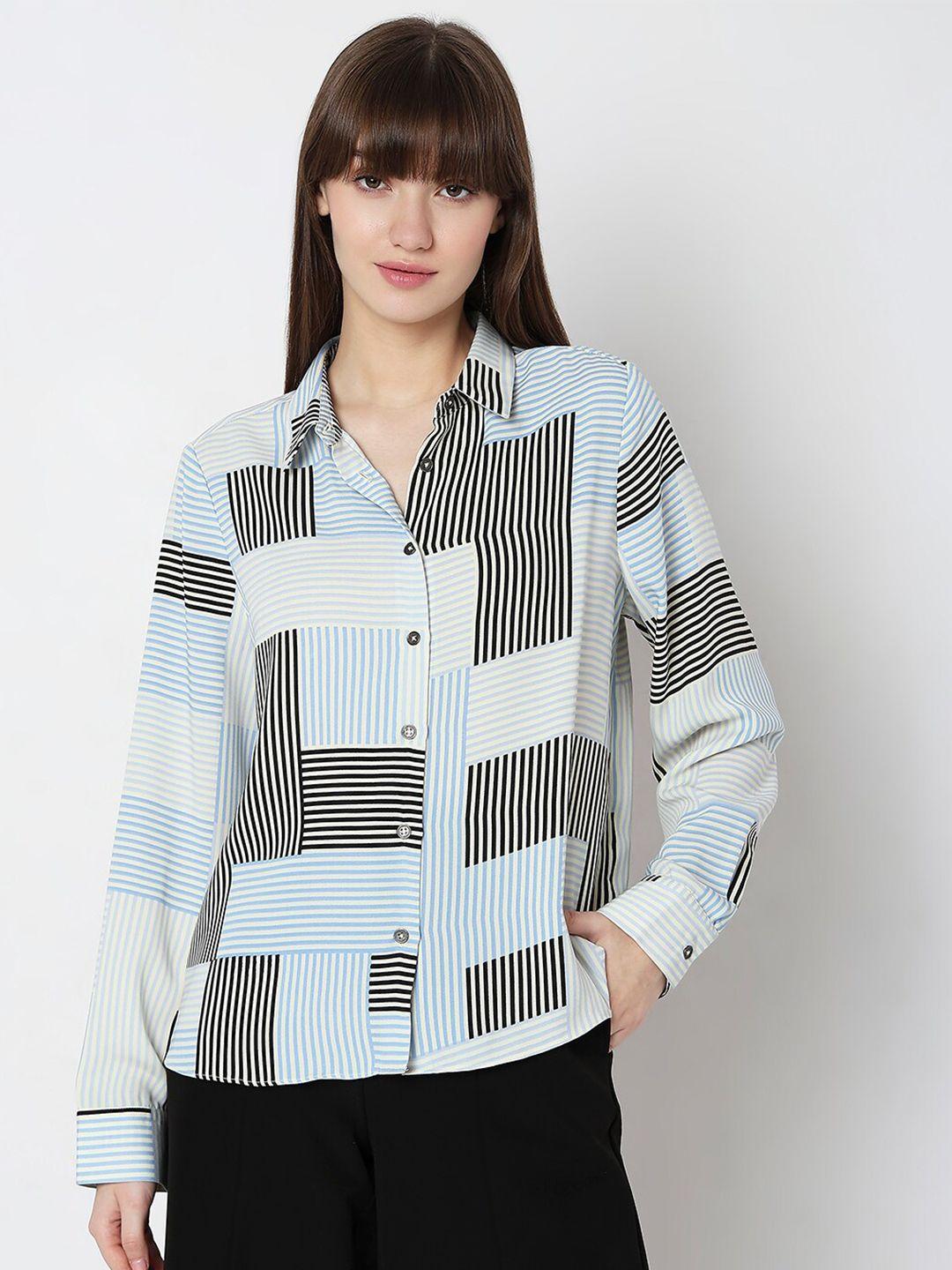 vero moda striped spread collar casual shirt